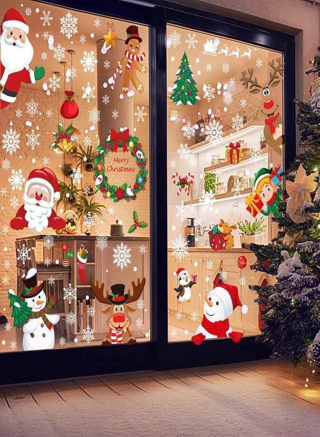 Traplace 186PCS Christmas Decor, Christmas Window Clings, 9 Sheets Snowflake Window Stickers Decals with Santa Claus Snowman Reindeer, PVC Xmas Decorations Clings for Holiday Party Decorations Accessories - Image 4